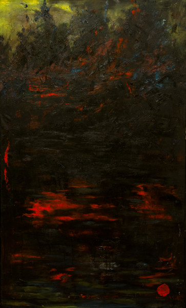 Painting titled "Black Water" by Mihail Ivanov, Original Artwork, Oil