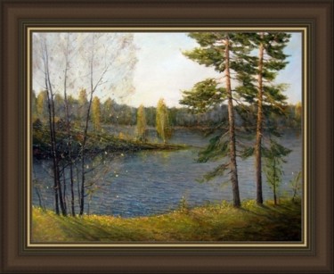 Painting titled "Река Мста" by Korytov Sergey, Original Artwork