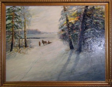 Картина под названием "Был сильный мороз" - Korytov Sergey, Подлинное произведение искусства