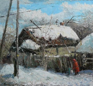 Painting titled "Spring in country" by Roman Koshelev, Original Artwork, Oil