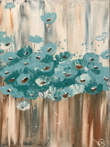 Painting titled "fleurs bleues" by Olga Kosheleva, Original Artwork, Acrylic