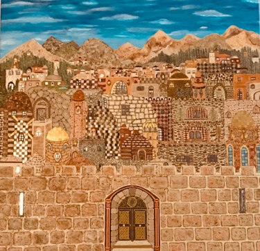 Painting titled "JÉRUSALEM" by Michel Koskach, Original Artwork, Mosaic