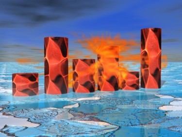 Digital Arts titled "Fire and Ice" by Jonathan Cole, Original Artwork, 3D Modeling