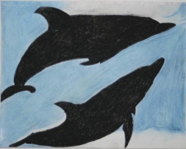 Drawing titled "Dolphins" by Jonathan Cole, Original Artwork