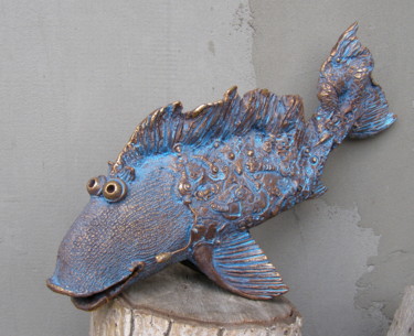 Скульптура под названием "Рыба" - Константин И Серафима Федоров И Крушельницкая, Подлинное произведение искусства