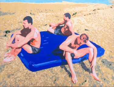 Картина под названием "Blue Mattress" - Kosta Morr, Подлинное произведение искусства, Акрил Установлен на Деревянная рама дл…