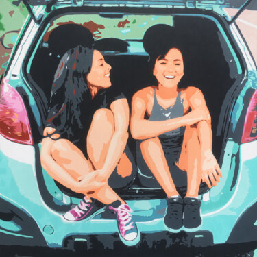Картина под названием "Car" - Kosta Morr, Подлинное произведение искусства, Акрил Установлен на Деревянная рама для носилок