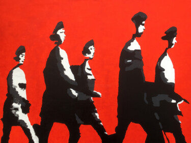 Картина под названием "Walking" - Kosta Morr, Подлинное произведение искусства, Акрил Установлен на Деревянная рама для носи…