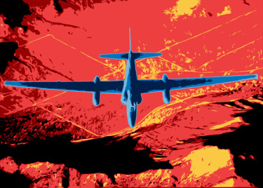 Картина под названием "Fire plane" - Kosta Morr, Подлинное произведение искусства, Акрил Установлен на Деревянная рама для н…