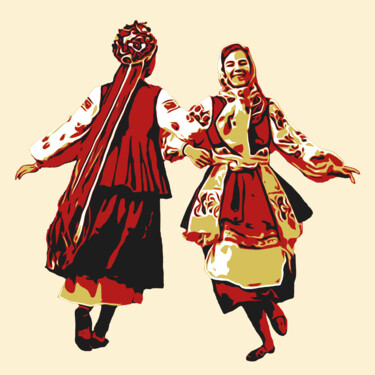 Peinture intitulée "Folk dance_5" par Kosta Morr, Œuvre d'art originale, Acrylique Monté sur Châssis en bois