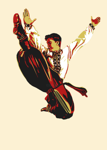 Painting titled "Folk dance_3" by Kosta Morr, Original Artwork, Acrylic Mounted on Wood Stretcher frame