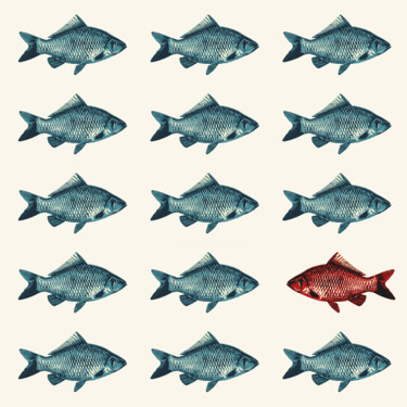 "Strange fish" başlıklı Tablo Kosta Morr tarafından, Orijinal sanat, Akrilik Ahşap Sedye çerçevesi üzerine monte edilmiş