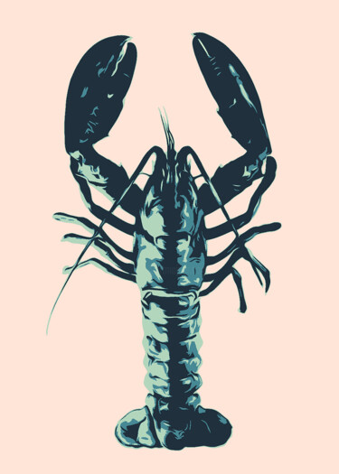 Картина под названием "Crayfish" - Kosta Morr, Подлинное произведение искусства, Акрил Установлен на Деревянная рама для нос…