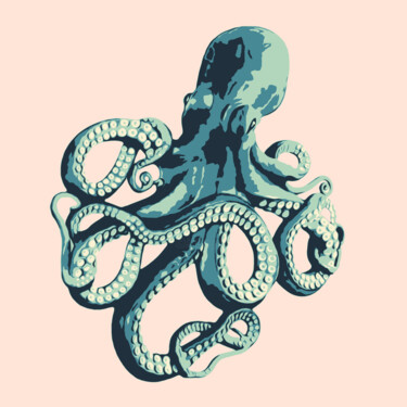 Pintura intitulada "Octopus" por Kosta Morr, Obras de arte originais, Acrílico Montado em Armação em madeira