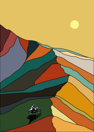 Painting titled "Patchwork mountains" by Kosta Morr, Original Artwork, Acrylic Mounted on Wood Stretcher frame