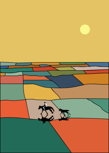 Картина под названием "Patchwork fields" - Kosta Morr, Подлинное произведение искусства, Акрил Установлен на Деревянная рама…