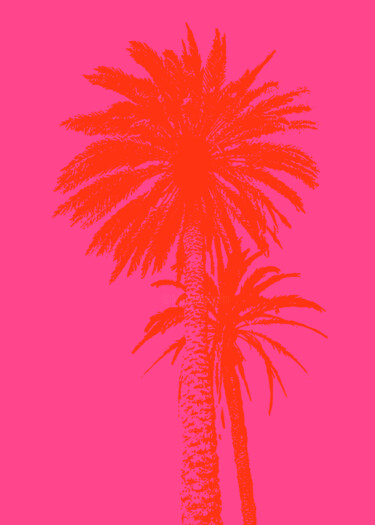 Картина под названием "Palm tree_1" - Kosta Morr, Подлинное произведение искусства, Акрил Установлен на Деревянная рама для…