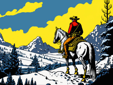Картина под названием "Western outlaw in t…" - Kosta Morr, Подлинное произведение искусства, Акрил Установлен на Деревянная…