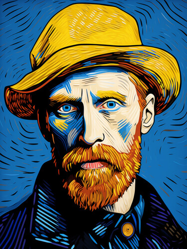 Painting titled "Portrait of Van Gogh" by Kosta Morr, Original Artwork, Acrylic Mounted on Wood Stretcher frame