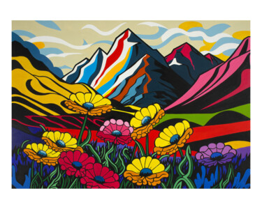 Painting titled "Alpine meadows" by Kosta Morr, Original Artwork, Acrylic