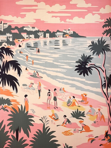 Pintura titulada "Beach tiole print" por Kosta Morr, Obra de arte original, Acrílico Montado en Bastidor de camilla de madera