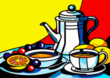 "Still life with tea" başlıklı Tablo Kosta Morr tarafından, Orijinal sanat, Akrilik