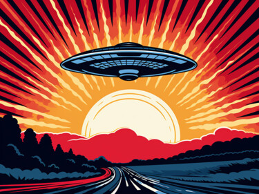 "UFO" başlıklı Tablo Kosta Morr tarafından, Orijinal sanat, Akrilik Ahşap Sedye çerçevesi üzerine monte edilmiş