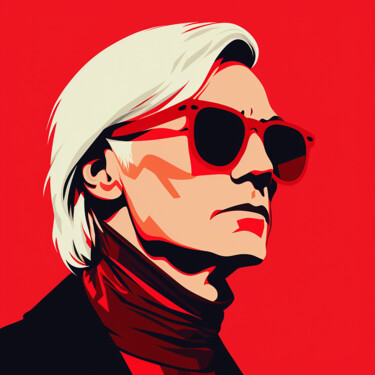 Malarstwo zatytułowany „Andy Warhol” autorstwa Kosta Morr, Oryginalna praca, Akryl Zamontowany na Drewniana rama noszy