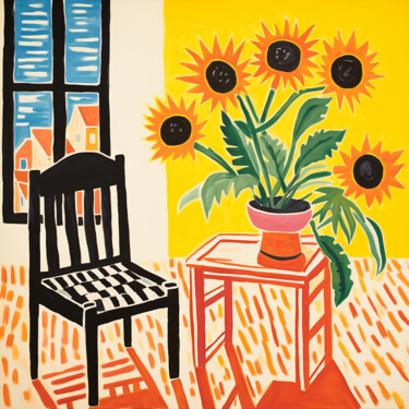 绘画 标题为“Sunflowers” 由Kosta Morr, 原创艺术品, 丙烯 安装在木质担架架上