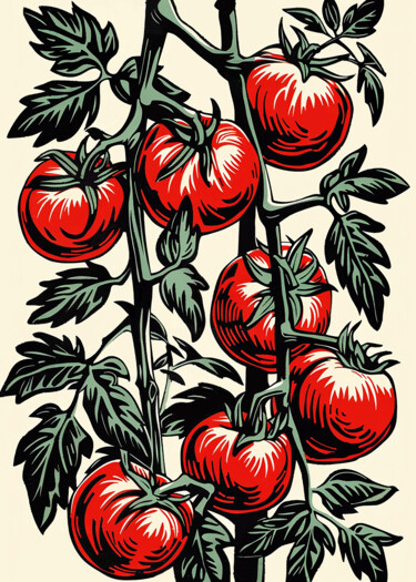 Malarstwo zatytułowany „Tomatoes” autorstwa Kosta Morr, Oryginalna praca, Akryl
