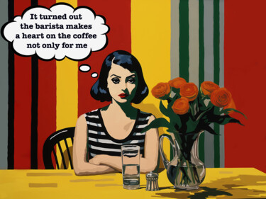 Картина под названием "Heart on coffee" - Kosta Morr, Подлинное произведение искусства, Акрил Установлен на Деревянная рама…