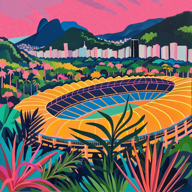 Peinture intitulée "Maracana Stadium" par Kosta Morr, Œuvre d'art originale, Acrylique Monté sur Châssis en bois