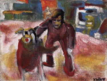 Pintura titulada "Cuidado perro" por Kardo Kosta, Obra de arte original, Oleo