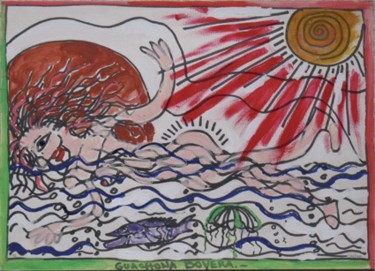 Peinture intitulée "Nadando" par Kardo Kosta, Œuvre d'art originale, Huile