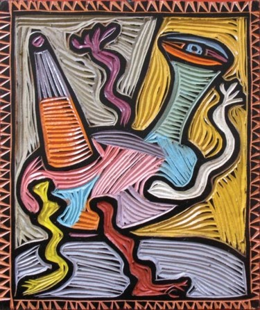 Schilderij getiteld "Porron" door Kardo Kosta, Origineel Kunstwerk, Olie