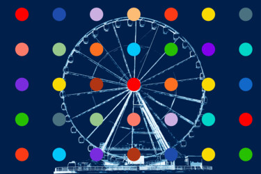Painting titled "Ferris wheel" by Kosta Morr, Original Artwork, Acrylic