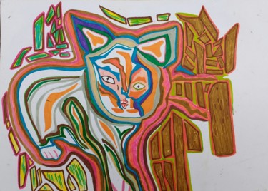 Pintura intitulada "My cat" por Kosta, Obras de arte originais