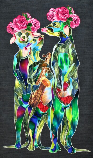 Art textile intitulée "Ночной дозор" par Kostyantin Malginov, Œuvre d'art originale, Tapisserie