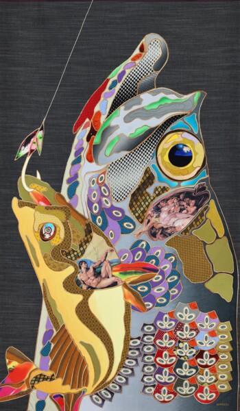 Arte textil titulada "On the hook" por Kostyantin Malginov, Obra de arte original, Hilorama
