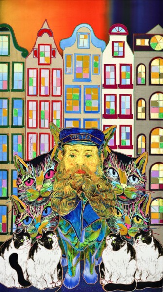 Textielkunst getiteld "Greetings from Gron…" door Kostyantin Malginov, Origineel Kunstwerk, Tapijtwerk Gemonteerd op Houten…
