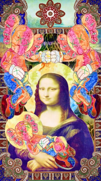 Textile Art με τίτλο "Mona Lisa with a ba…" από Kostyantin Malginov, Αυθεντικά έργα τέχνης, Ταπισερί