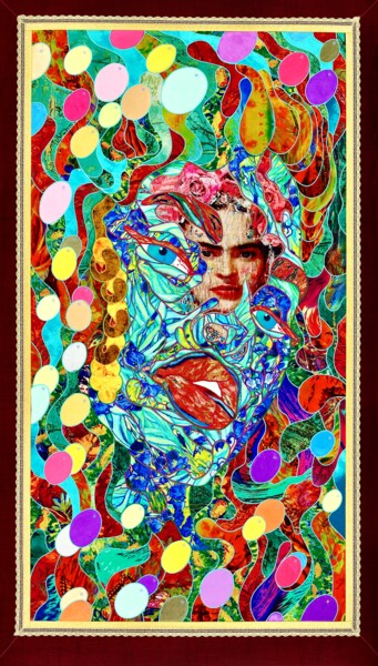 Arte tessile intitolato "Frida Kahlo" da Kostyantin Malginov, Opera d'arte originale, arazzo