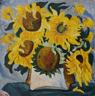Malarstwo zatytułowany „Tournesols” autorstwa Kotchetkov André Né En 1939, Oryginalna praca, Olej Zamontowany na Drewniana r…