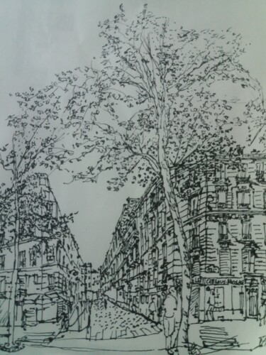 Рисунок под названием "Rue Henri Feulard v…" - Kote Mensah, Подлинное произведение искусства, Маркер