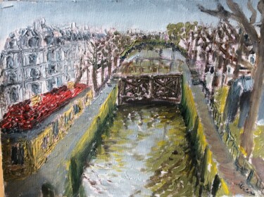 Painting titled "Canal" by Kote Mensah, Original Artwork, Oil