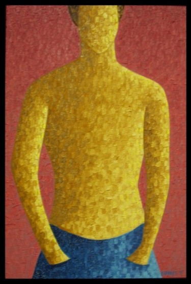 Painting titled "Expectant Boy" by Tibor Kovacs, Original Artwork, Oil