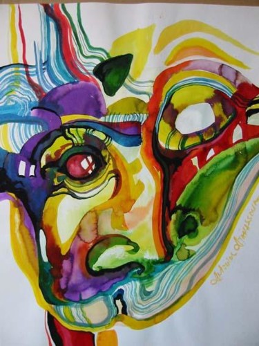 Painting titled "portrait d'un inconu" by Antonina Atanassova, Original Artwork