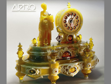 Sculpture intitulée "Часы из янтаря "Бар…" par Kotartman, Œuvre d'art originale