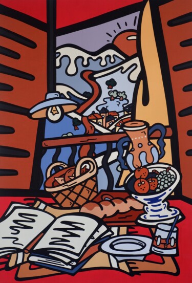 Pittura intitolato "Vue de L'atelier" da Kotsuno, Opera d'arte originale, Acrilico Montato su Telaio per barella in legno