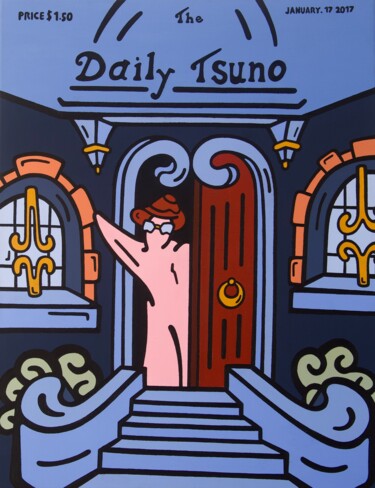 Painting titled "The Daily Tsuno" by Kotsuno, Original Artwork, Acrylic Mounted on Wood Stretcher frame